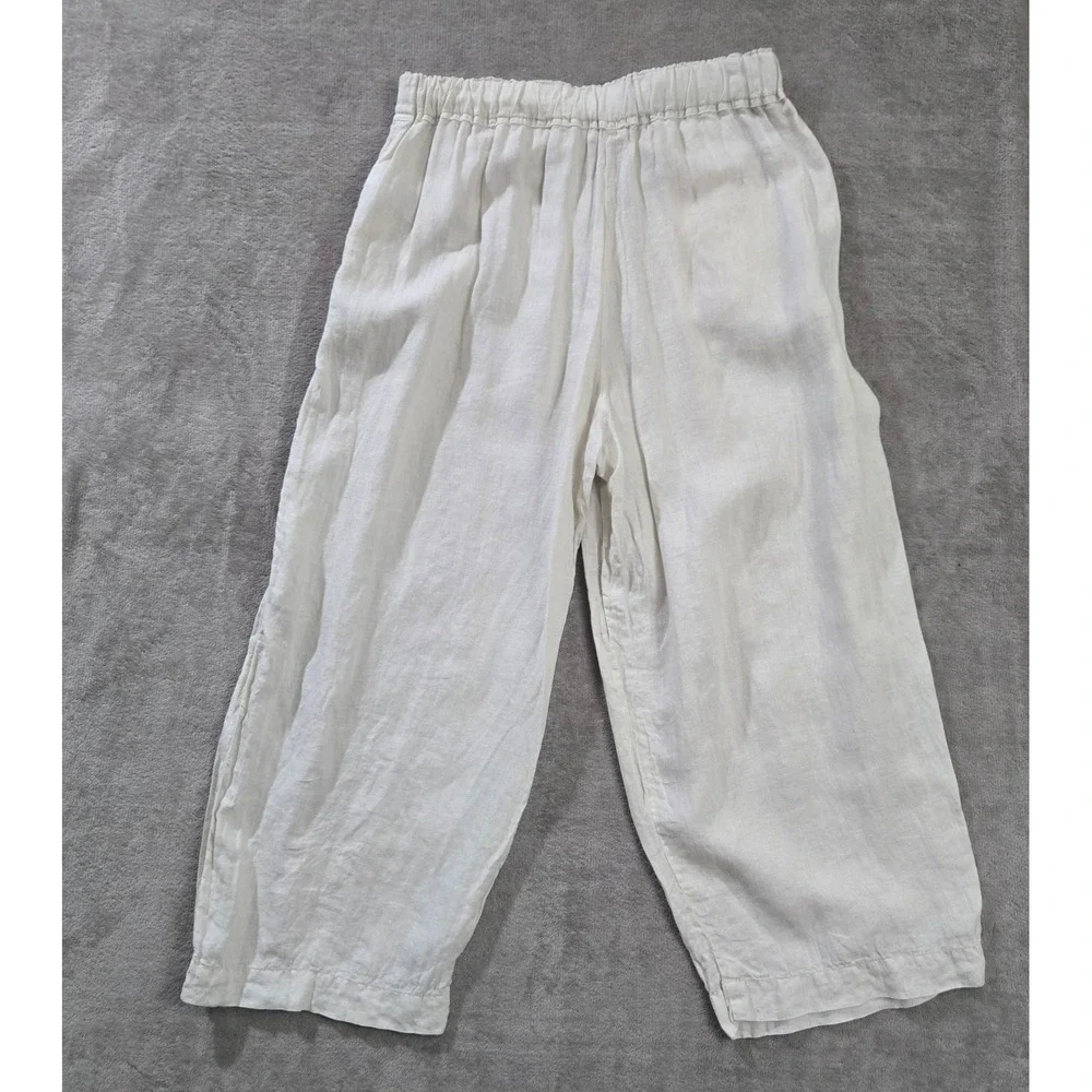 Velvet by Graham & Spencer Linen Pants Large Wide Leg Lagenlook Sustainable Boho